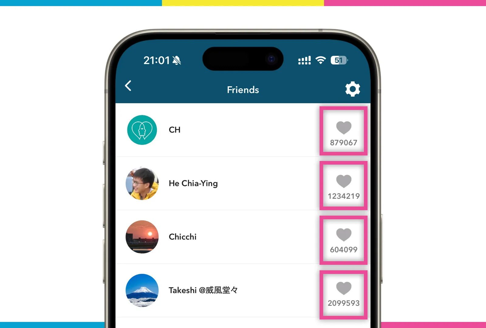 Friend list screen image