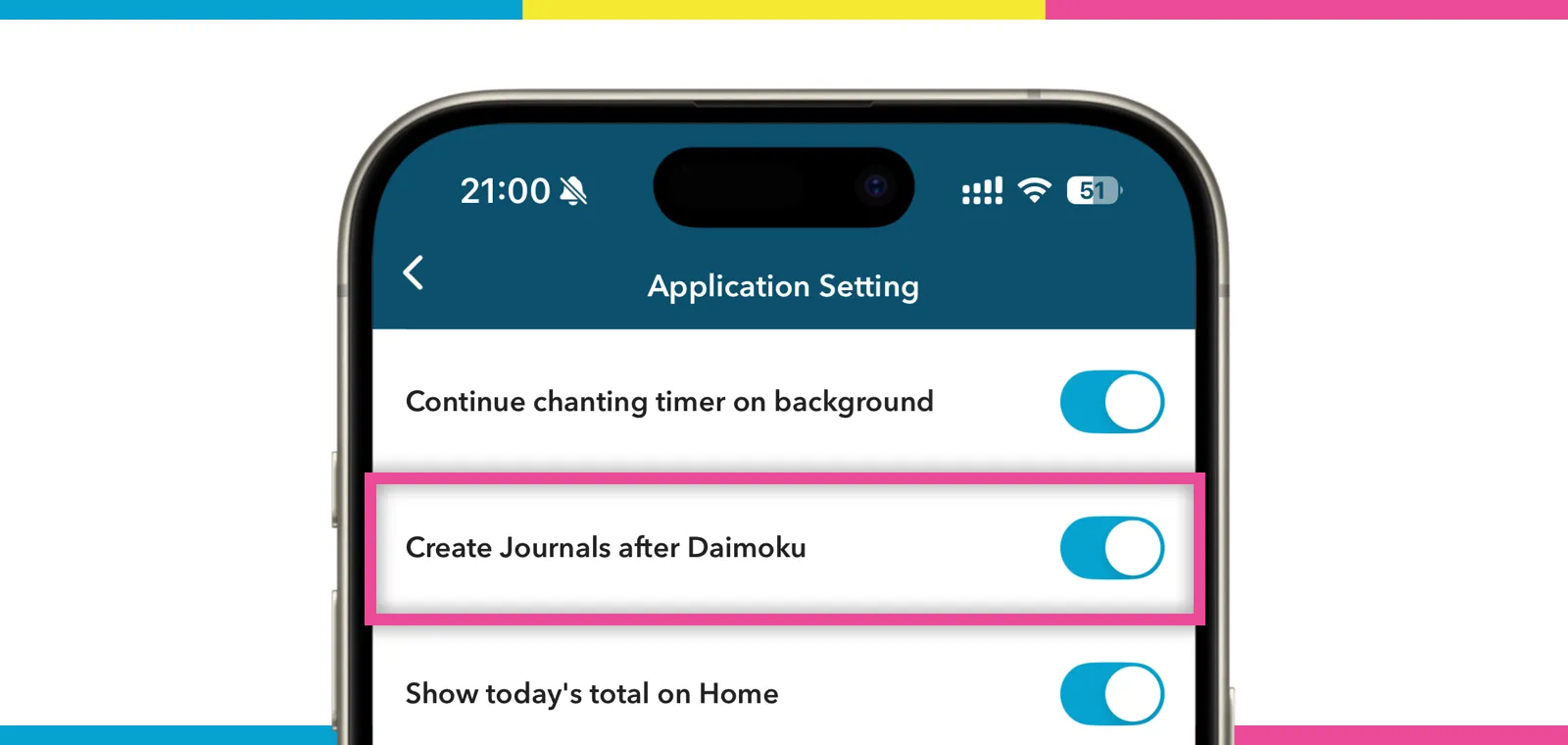 設定画面–アプリケーション設定